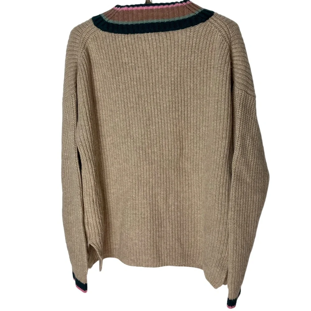 Madewell Tipped Forrest V-Neck Oversized Wool-Blend Sweater Medium - Picture 3 of 9